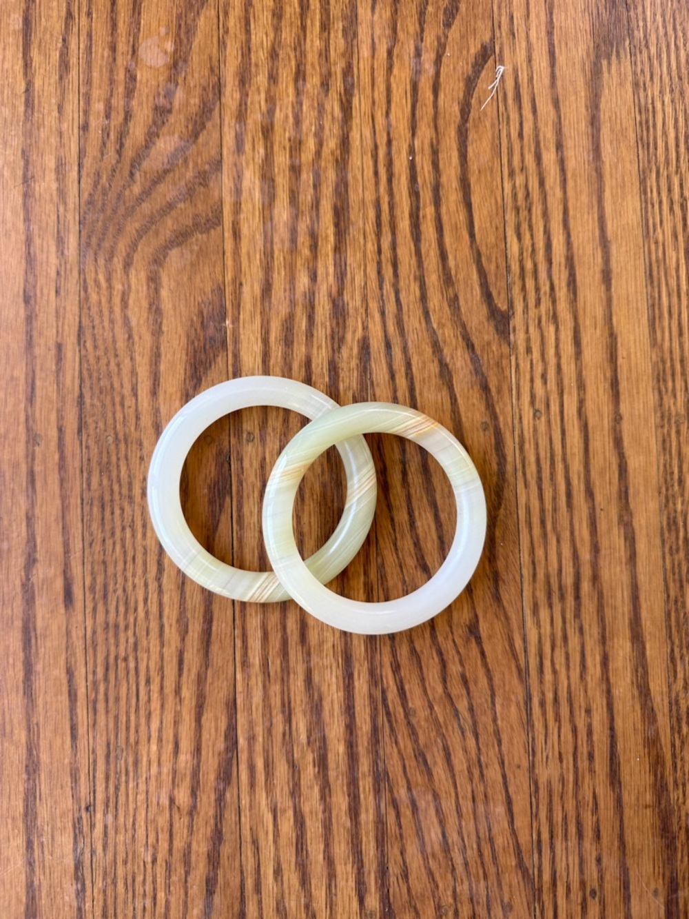 Ivory Marbled Resin Bangle Set - 2 Bracelets